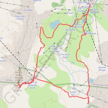 Trace GPS Le sentier des lacs et l'Aiguille Grive au départ des Arcs 2000, itinéraire, parcours
