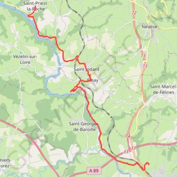 Trace GPS Itinéraire de 430 Chez Thimonier, 42510 Balbigny, France à 40 Rue de l'Église, 42590 Saint-Priest-la-Roche, France, itinéraire, parcours