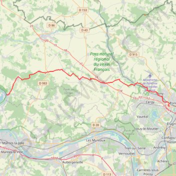 Trace GPS Pontoise - Vetheuil, itinéraire, parcours