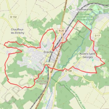Trace GPS Autour d'Etrechy, itinéraire, parcours