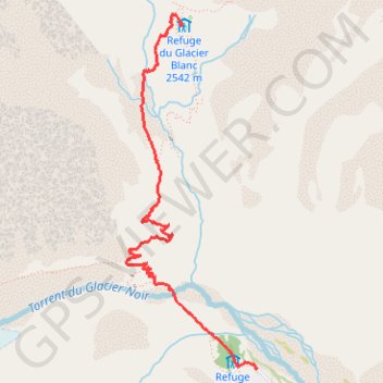Trace GPS Montée au ref du Glacier Blanc, itinéraire, parcours