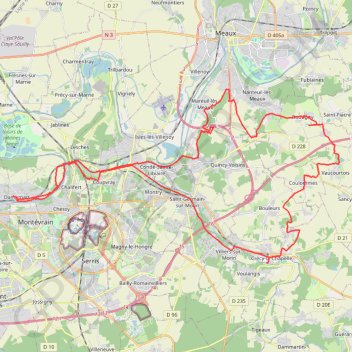 Trace GPS Dampmart - Nanteuil-lès-Meaux - Boutigny - Bouleurs - Crécy-la-Chapelle, itinéraire, parcours