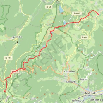 Trace GPS D'Orbey à Metzeral par le Hirschsteine et les sommets - Étape 1, itinéraire, parcours