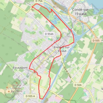 Trace GPS De Fresnes-sur-Escaut à Escautpont, itinéraire, parcours