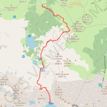 Trace GPS Portillon-Espingo-Hounts secs-Astau, itinéraire, parcours