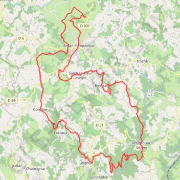 Trace GPS Entre Pompadour, le Vaysse et la Tine, itinéraire, parcours