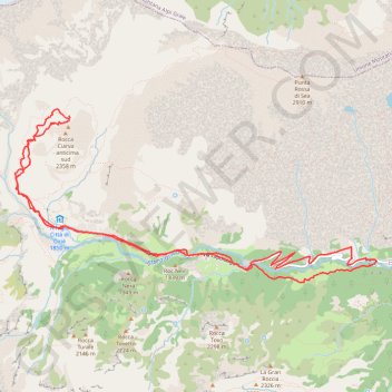 Trace GPS Colle Battaglia - Rocca Ciarva, itinéraire, parcours