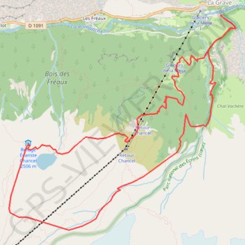 Trace GPS La Grave Lac Puy Vachier, itinéraire, parcours