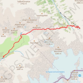 Trace GPS Haute route du Zillertal - Greizer Hut à Berliner Hut, itinéraire, parcours