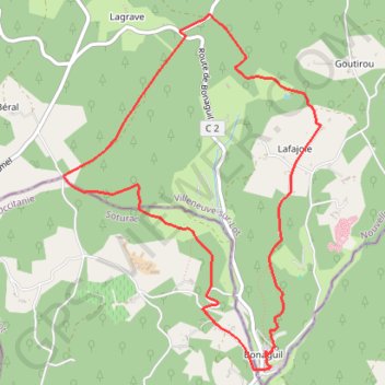 Trace GPS Bonaguil / le Lyon Dor, entre Lot et Lot-et-Garonne - Pays de la vallée du Lot, itinéraire, parcours