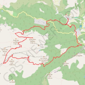 Trace GPS Lluc Puig d'en Galileu et Puig Massanella, itinéraire, parcours