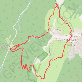 Trace GPS Charmant Som depuis la Charmette (Chartreuse), itinéraire, parcours