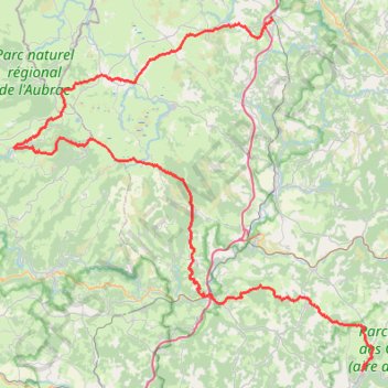 Trace GPS Chemin de Saint Guilhem le Désert - De Aumont-Aubrac à Sainte Enimie (Lozère), itinéraire, parcours