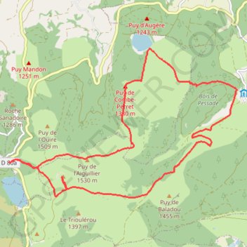 Trace GPS Crêtes entre col de Guéry et lac de Servières - Retour par Pessade, itinéraire, parcours