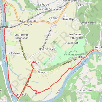 Trace GPS Beynac et Cazenac à La Roque-Gageac, itinéraire, parcours