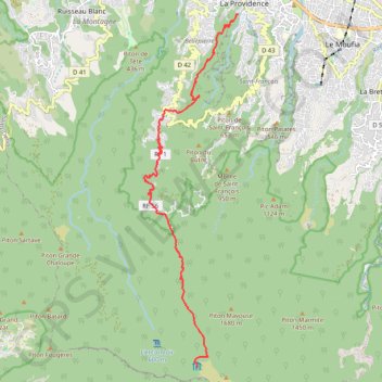 Trace GPS GRR2 De Saint-Denis au gîte de la Roche Écrite, itinéraire, parcours