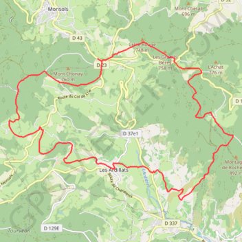 Trace GPS Les Ardillats - Col de Crie, itinéraire, parcours