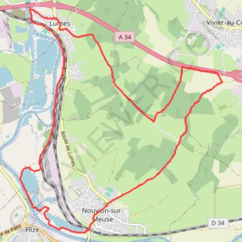 Trace GPS Des ballastières de Nouvion sur Meuse à Lumes, itinéraire, parcours