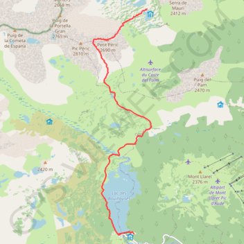 Trace GPS Refuge des Camporells - Lac des Bouillouses par le Petit Peric, itinéraire, parcours