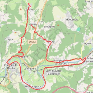 Trace GPS Faimbe-Onans : Les Longevaux, itinéraire, parcours