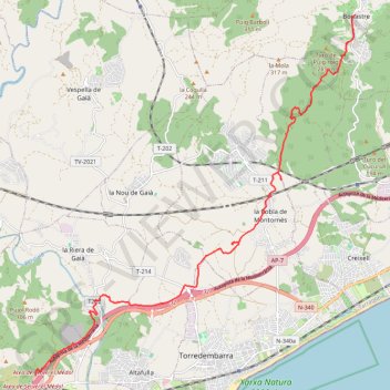 Trace GPS GR92 Vendrell, itinéraire, parcours