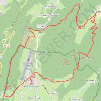 Trace GPS Mont Forchat - Col des Moises, itinéraire, parcours