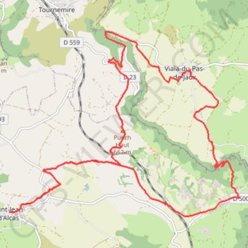 Trace GPS Le Viala du Pas de Jaux, Saint Jean d'Alcas, Saint Paul des fonts, itinéraire, parcours