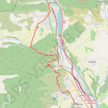 Trace GPS Sisteron - Aubignosc, itinéraire, parcours