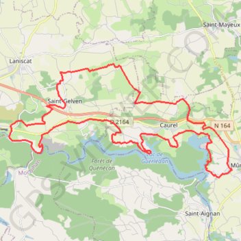 Trace GPS Guerlédan Course à pied, itinéraire, parcours