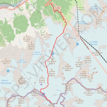 Trace GPS Mont-Blanc, itinéraire, parcours