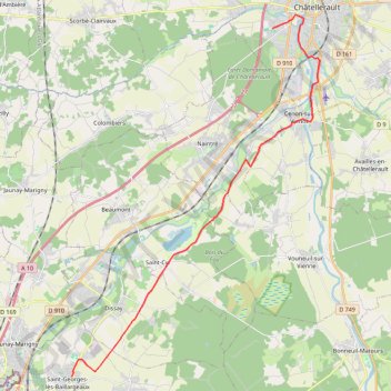Trace GPS Chemin de Tours (de Châtellerault à Sainte Georges de Baillargeaux), itinéraire, parcours