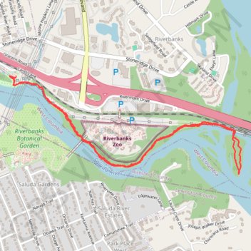 Trace GPS Saluda Riverwalk, itinéraire, parcours