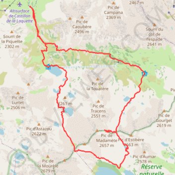 Trace GPS Pic de Madamète en boucle par les lacs, itinéraire, parcours