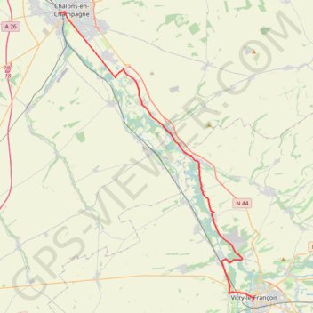 Trace GPS De Châlons-en-Champagne à Vitry-le-François - la vallée de la Marne, itinéraire, parcours