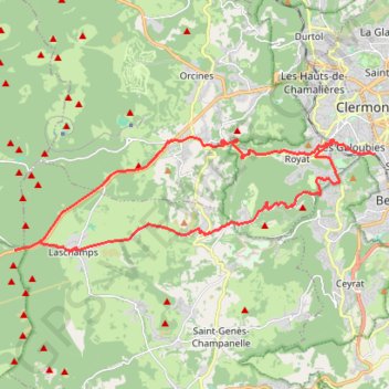 Trace GPS Col de la Moréno depuis Clermont, itinéraire, parcours