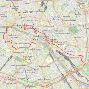 Trace GPS Randonnée à Paris - De la Porte de Charenton à Saint-Germain, itinéraire, parcours