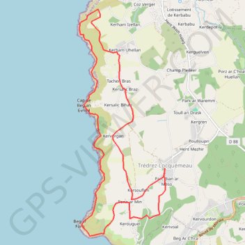 Trace GPS Les Falaises de Tredrez, itinéraire, parcours