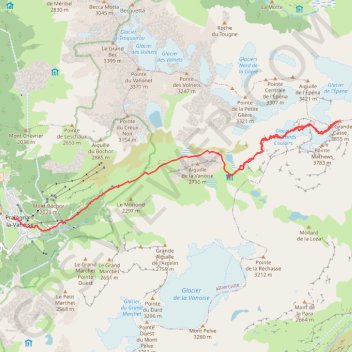 Trace GPS Refuge de la Vanoise Grande Casse Pralognan, itinéraire, parcours
