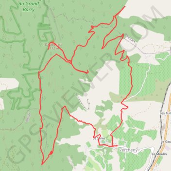 Trace GPS Crêtes du Grand Barry-Gaudichart au départ de Vercheny-le-Temple, itinéraire, parcours