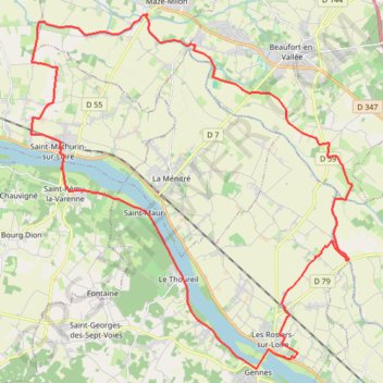 Trace GPS Loire-Marais-Authion, itinéraire, parcours