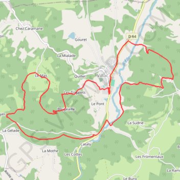 Trace GPS Villac Côte de la Gellade, itinéraire, parcours