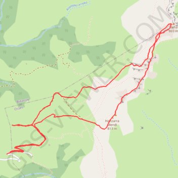 Trace GPS Laina et Haltzamendi en circuit depuis Harberga (Bidarray), itinéraire, parcours