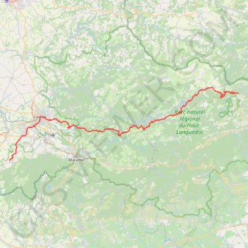 Trace GPS GR653 Randonnée de Castanet-le-Haut (Hérault) à Dourgne (Tarn), itinéraire, parcours