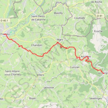 Trace GPS Le Cergne - Charlieu, itinéraire, parcours