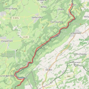 Trace GPS Goumois - Fournet Blancheroche, itinéraire, parcours