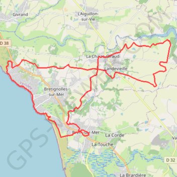 Trace GPS 220112 VTT Landevieille-Brétigolles-Brem sur mer, itinéraire, parcours