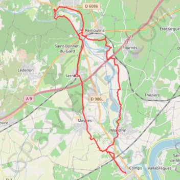 Trace GPS Balade autour du Gard - Comps, itinéraire, parcours