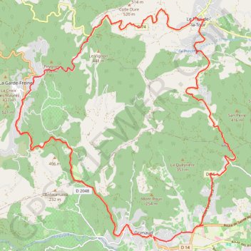 Trace GPS Grimaud la Garde Freinet Plan de la Tour Grimaud, itinéraire, parcours