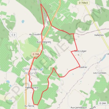 Trace GPS Le Moulin de Marquet, dans les vignes de Villeneuve-de-Duras - Pays du Dropt, itinéraire, parcours