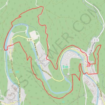 Trace GPS Des Hautes-Rivières à Naux par les sentiers de crêtes, itinéraire, parcours